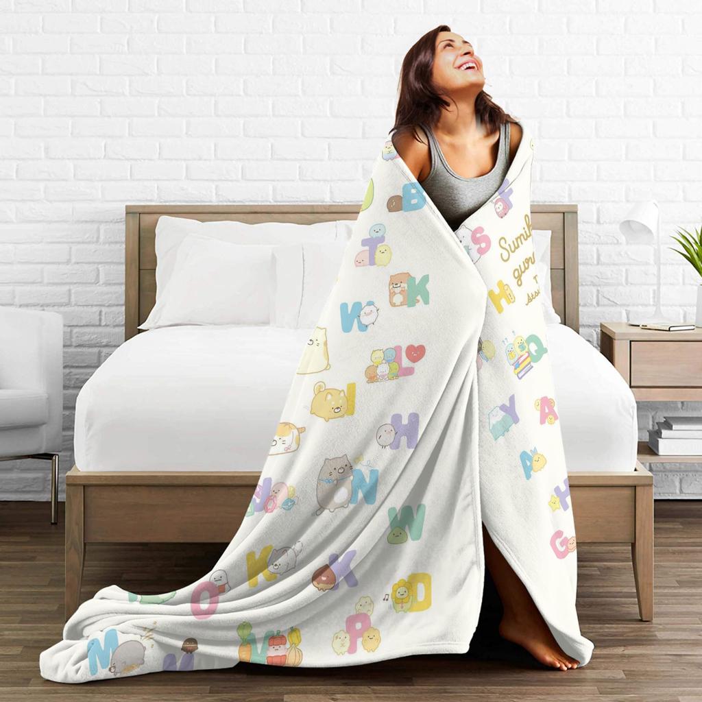 Sumikko Gurashi Cartoon Blanket Shirokuma Penguin Flannel Novelty Soft Throw Blanket for Home Winter Outdoor