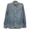 RRL Blaues Allover-Print Langarm-Denimhemd Tops XS blueUsed