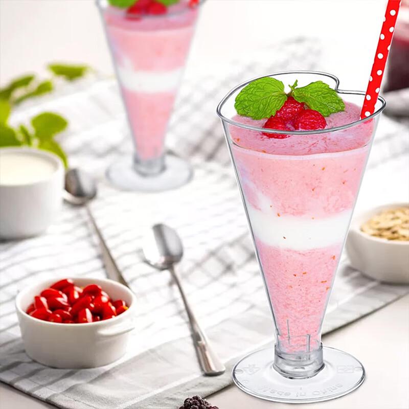 Pabei GD115 Heart-Shaped Mousse Cups with Spoons, 180ml (100-Pack)