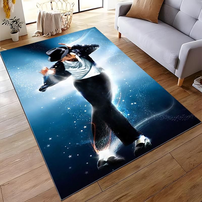 Dancing figure with hat and starry blue glow. Non-slip rug suitable for living room and bedroom sofas.