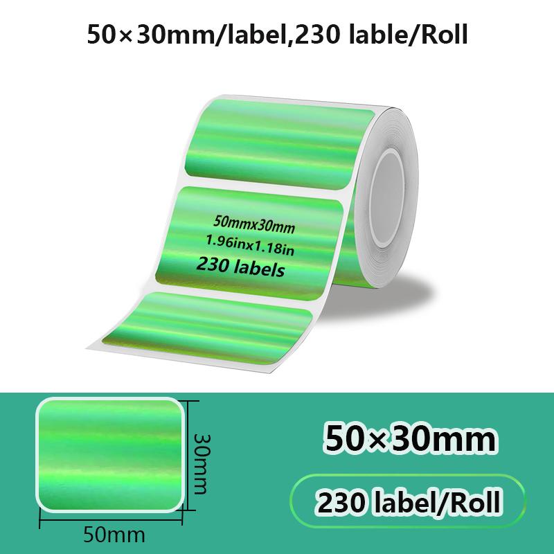 1PK New Holographic Laser Color Transparent Thermal Adhesive Label Roll Suit for Phomemo M110/M200/M120/M220 E210 P50 DETONG P1