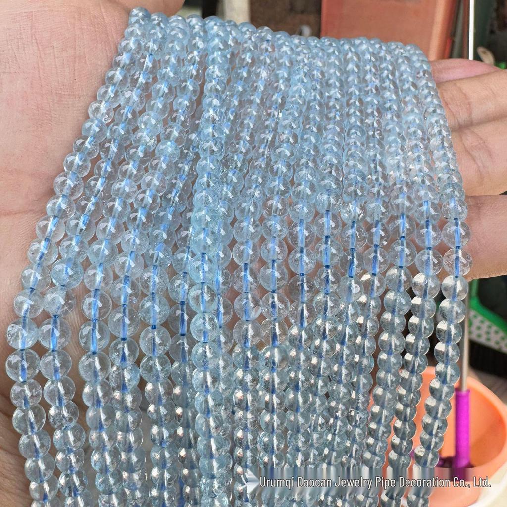 Natural Ice Blue Topaz Round Beads – Transparent DIY Jewelry Accessories