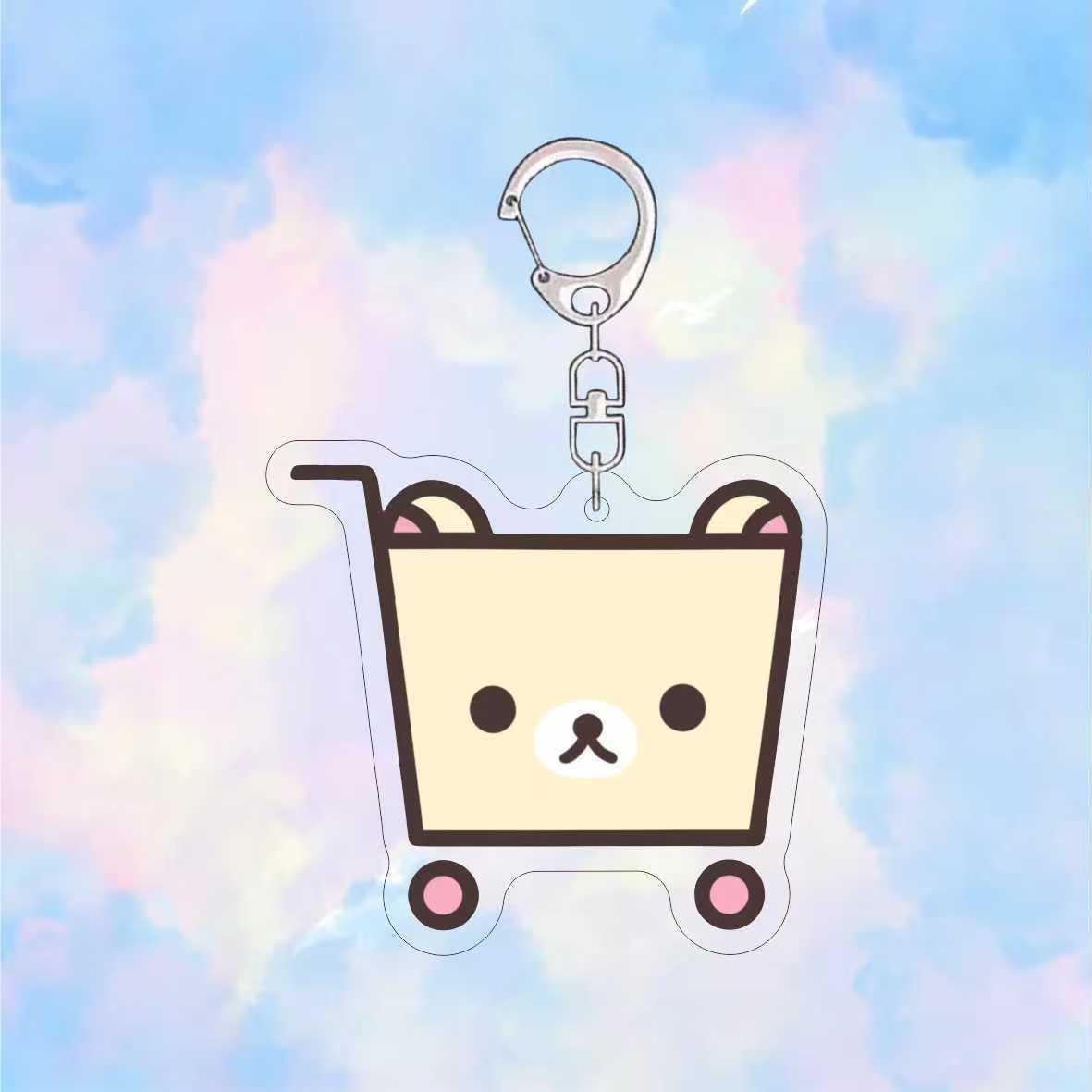 Rilakkuma Cartoon Keychain: Cute Couple-Style 2D Acrylic Pendant for Backpacks