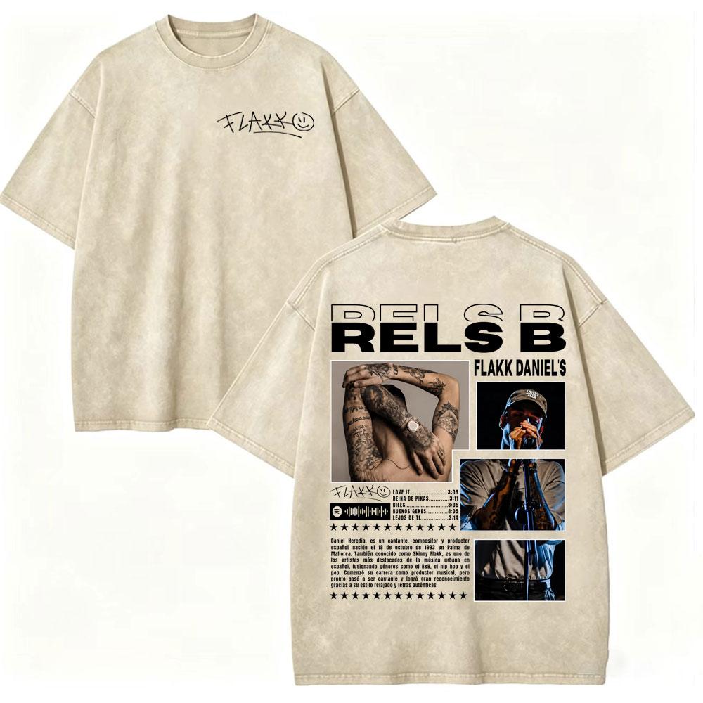Vintage Washed Rapper Rels B Album Merch Tshirts Men Women Hip Hop Fashion Short Sleeve T Shirt Summer Casual Cotton Tshirts