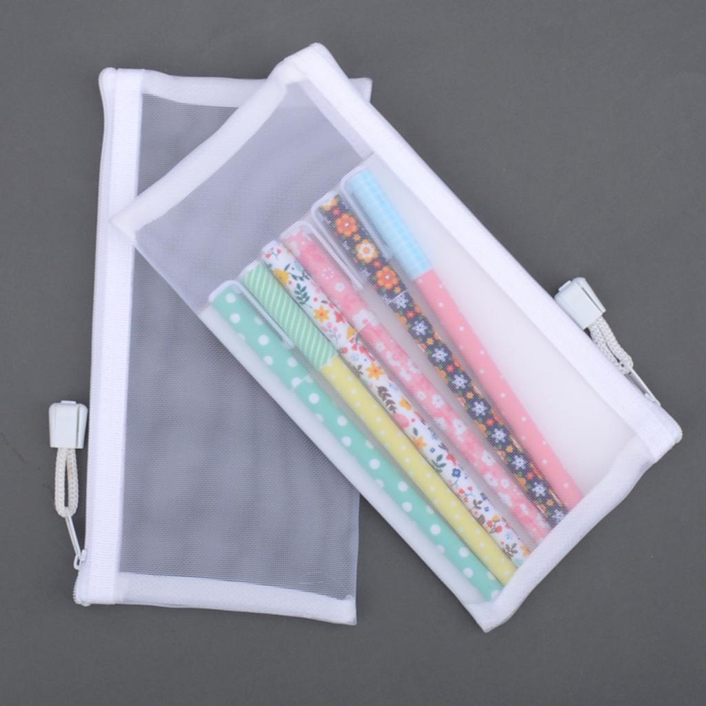 1pc Transparent Mesh Pencil Case Pencil Pouch Large Capacity Portable Pencil Case School With Zipper Minimalist Pencil Case
