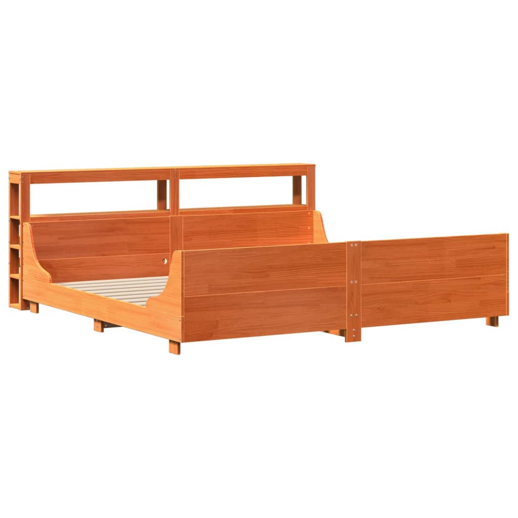 Solid Wood Bed Without Mattress Wax Brown 180x200 Cm Pine Wood