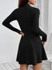 2025 Autumn/Winter Slim Fit Waist-Cinching A-line Long Sleeve Dress