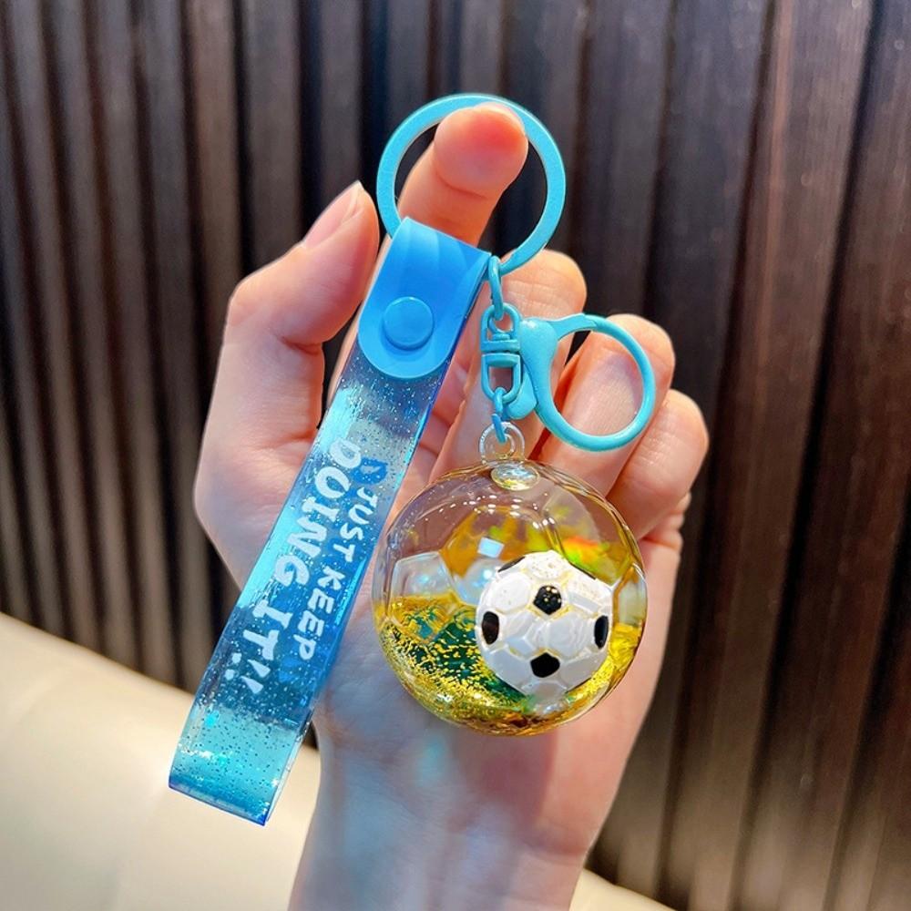 

Transparent Soccer Key Chain Candy Color Quicksand Bottle Small Ornament Over 15 Years Old