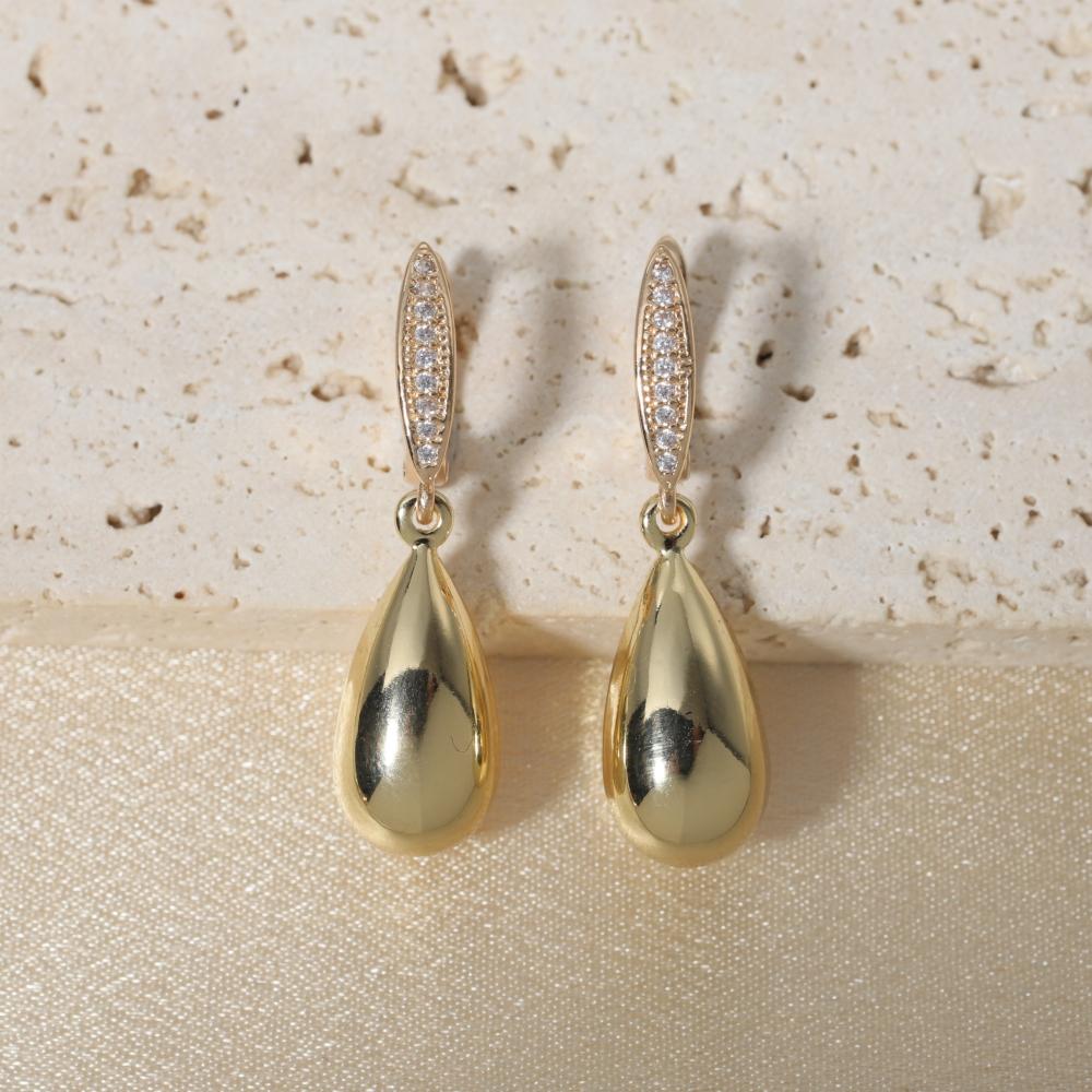 

Fashion Hollow Metal Drop Shape Dangle Earrings with Sparkling Zirconia Elegant Earring for Women Party Wedding Jewelry золотой