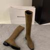 Coarse heel suede elastic boots but knee boots women's shoes autumn and winter new rear zipper tall thin boots