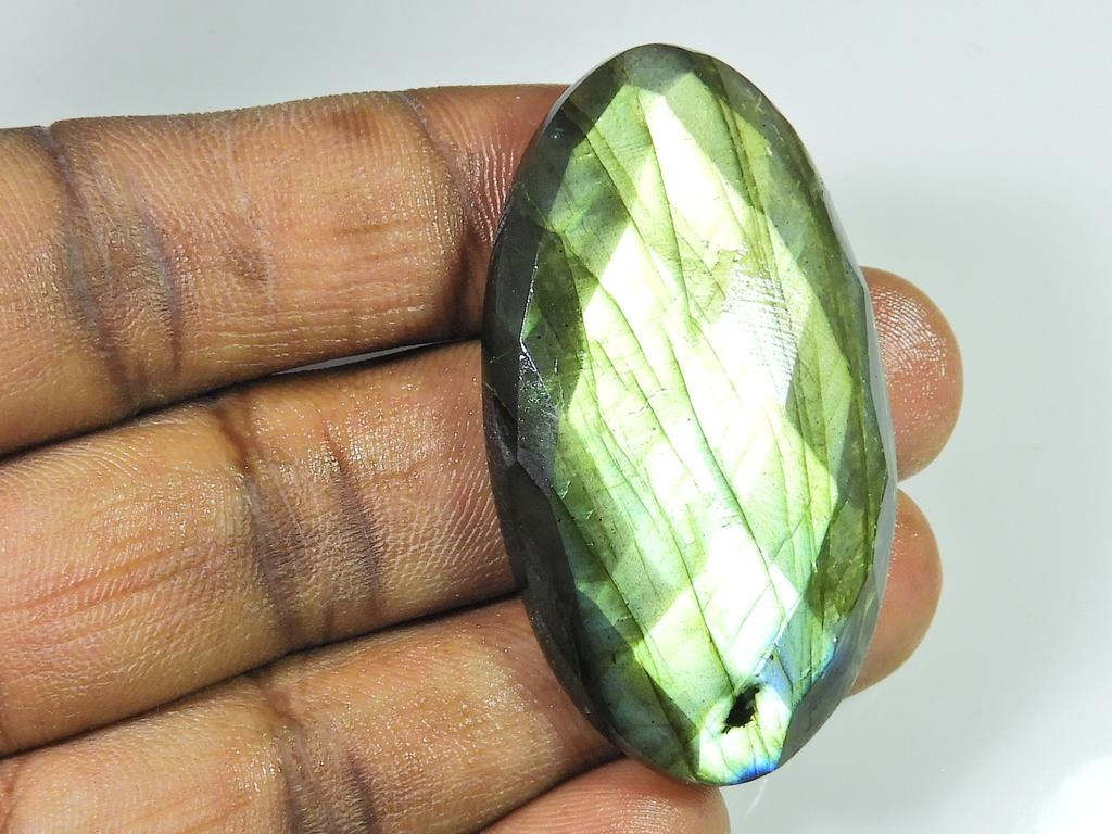 29X52X10MM Checker Cut Labradorite Oval Cabochon Loose Gemstone 102Cts. SK-1552