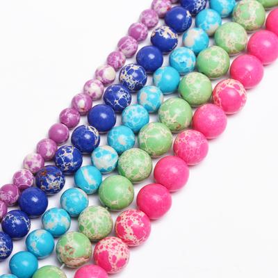 Home Party Supplies for Jewelry Making Needlework Sea Sediment Imperial Jasper Natural Stone 4/6/8/10mm Round Loose Beads DIY Bracelet Necklace