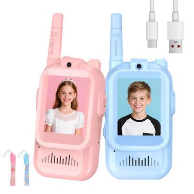 2 Piezas Juguete de Intercomunicador de Video para Niños con Efectos de Voz Pantalla de Largo Alcance Portátil Inalámbrico Intercomunicador Interior Exterior Niños Niñas Juguete de Radio de Dos Vías