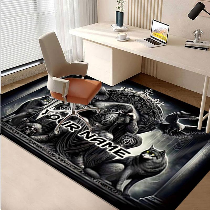 1PC Custom Name Warrior Throne" Theme Floor Mat Ideal for Living Room, Game Rooms, Office, Bedroom,Floor Mat Playful Design