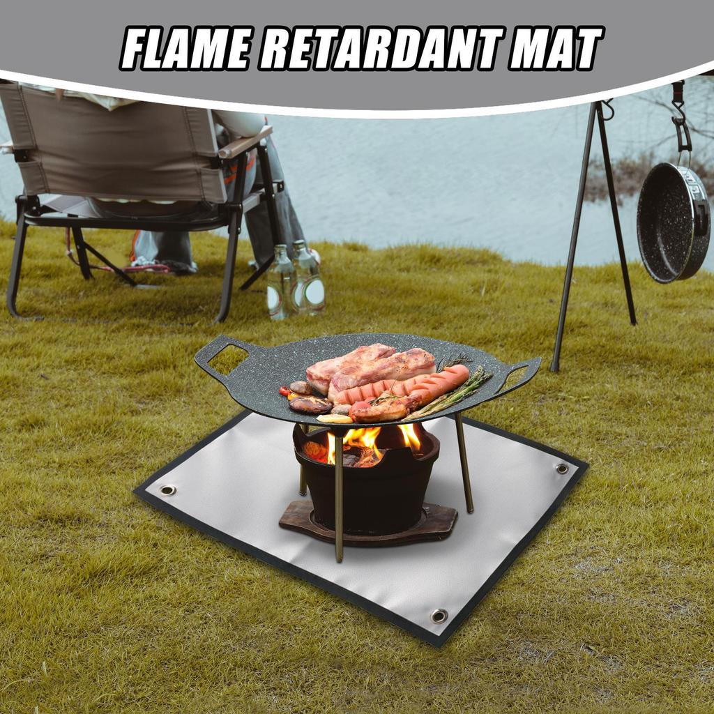 Fire Pit Mat Camping Stove Fire Resistant Mat Foldable Pads Protection Solution Grease-Proof For Grill Hunting Cabin Charcoal