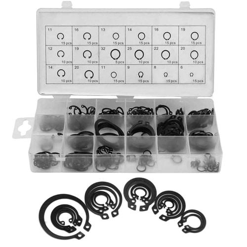 C-shaped snap rings, C-clips, external locking snaps, 18 types, approximately 225-piece set, for pliers, circlips, parts fastening, retaining rings, r
