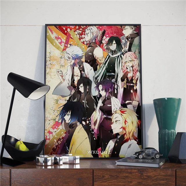 Japanese anime poster, demon killer, family bar, cafe, decorative art painting, interior poster