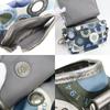 Used COACH Shoulder Bag Snap head F18377 Nylon/leather Dark marks Blue series gray Multifunctional
