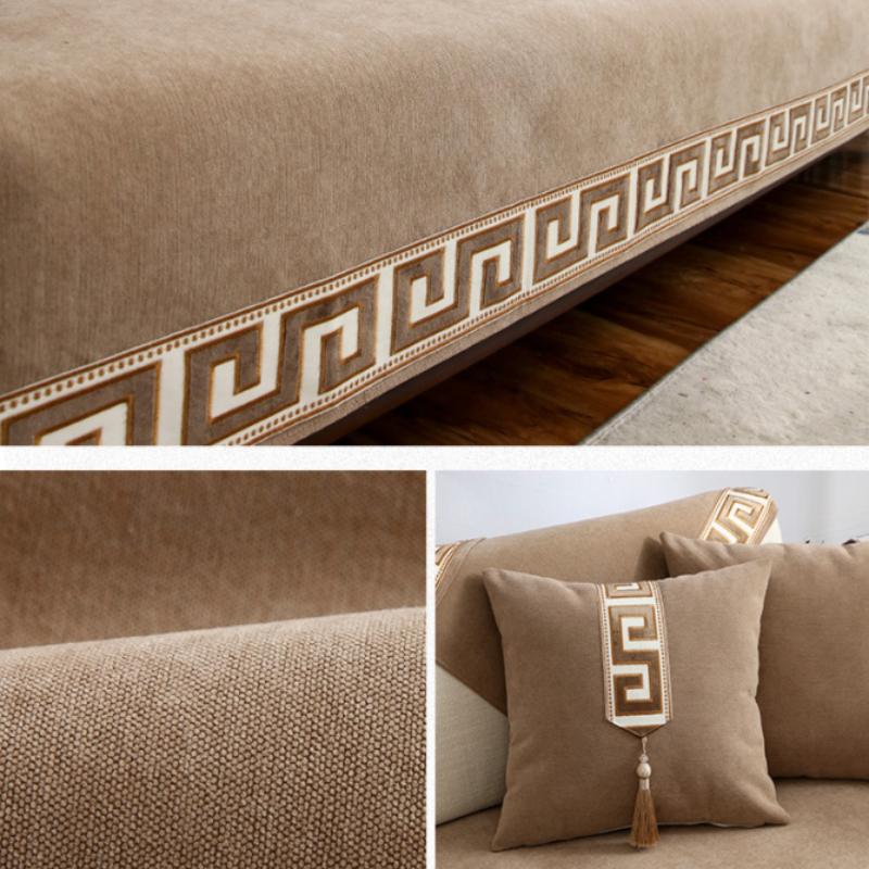 Grube pokrowce na sofy w stylu chińskim solidne szenilowe antypoślizgowe poduszki na kanapę sofy do salonu uniwersalny fotel narzuty mata na ręcznik