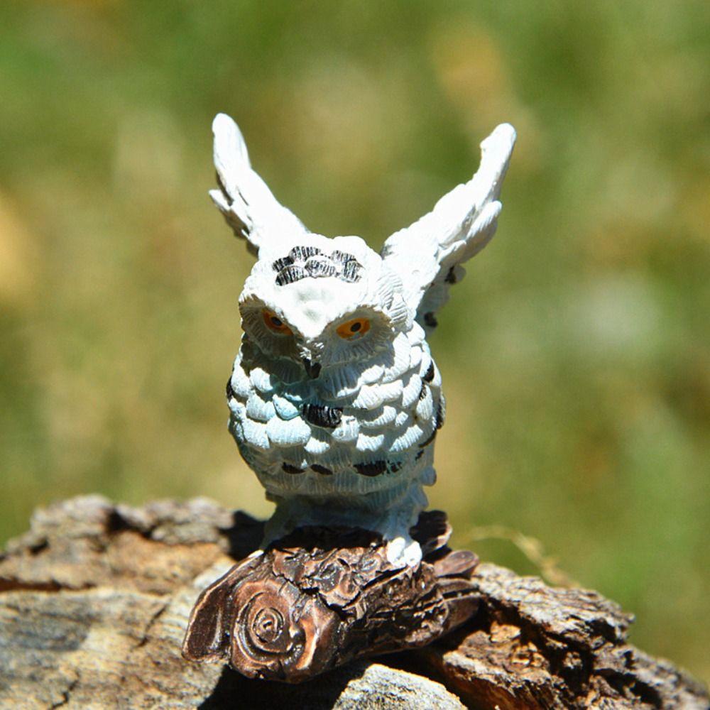 Fairy Garden Mini Owl Figurine Resin Simulation Birds Gift Mini Sculptures Decor