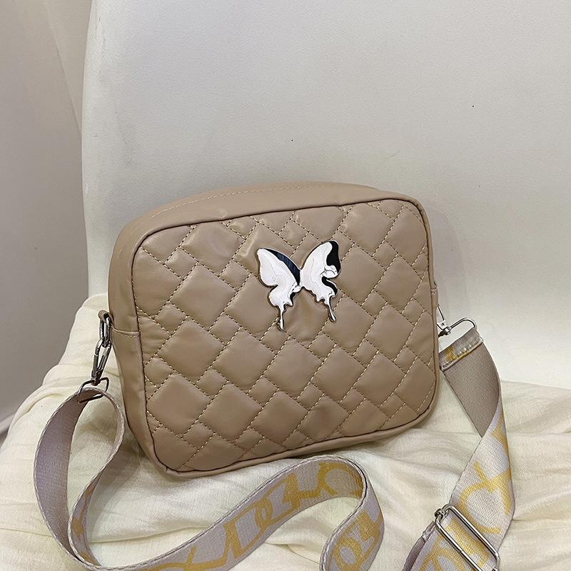 

High-value diamond ins butterfly bag women s 2025 new fashion small square bag wide shoulder strap single shoulder messenger women s bag хаки