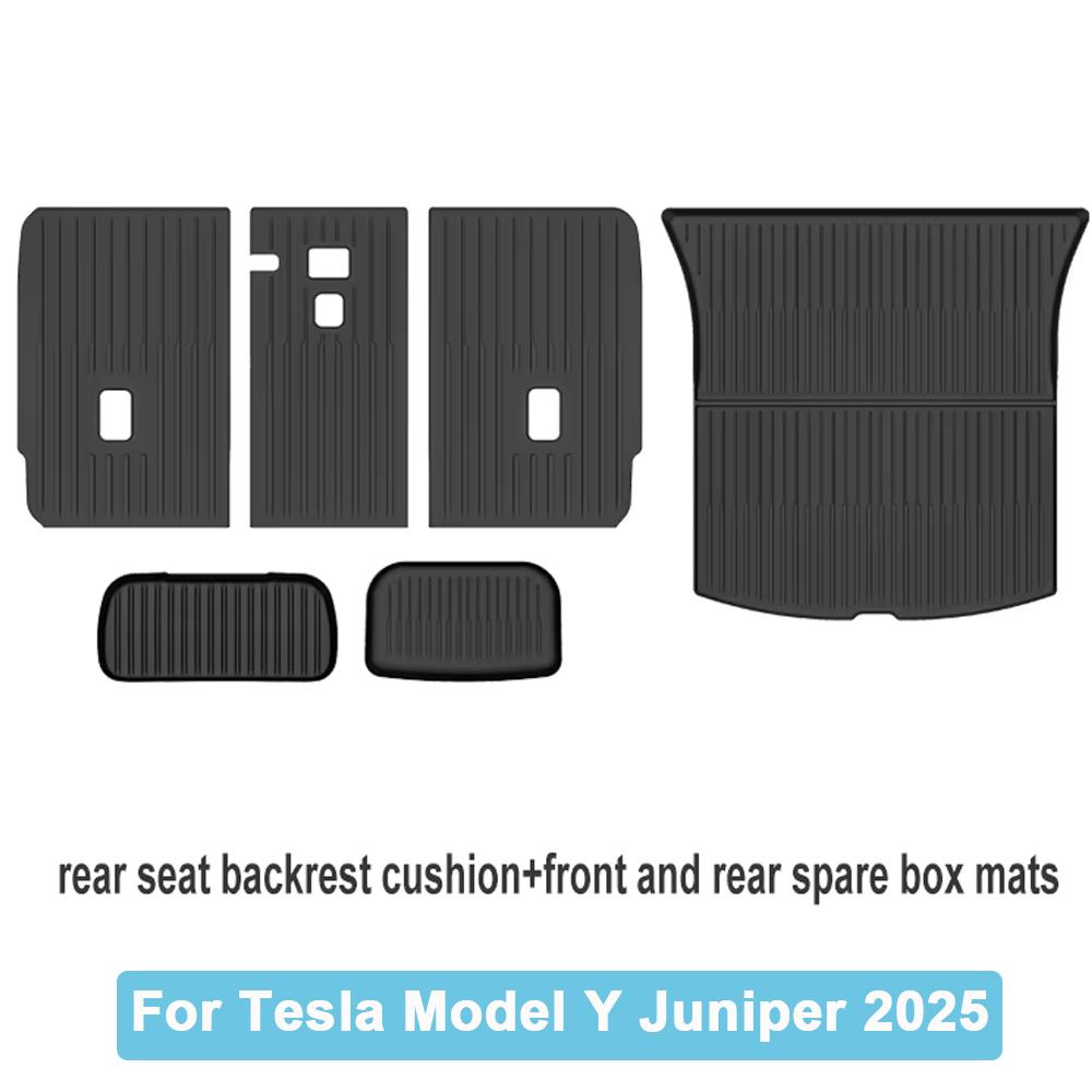 Car Trunk Mat For New Tesla Model Y 2025 Juniper TPE Floor Mats & Cargo Liner All Weather Trunk Mats Floor Liner Backrest Mats