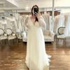 Nuovi abiti da donna taglie forti per maternità vestito lungo in rete trasparente a maniche lunghe vestito con scollo a V profondo e gonna ampia