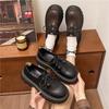Large Size Platform British Style Lace-up Small Leather Shoes Round Head 2024 Thick Heel Loafers Autumn Retro Muffin Single Shoes Women