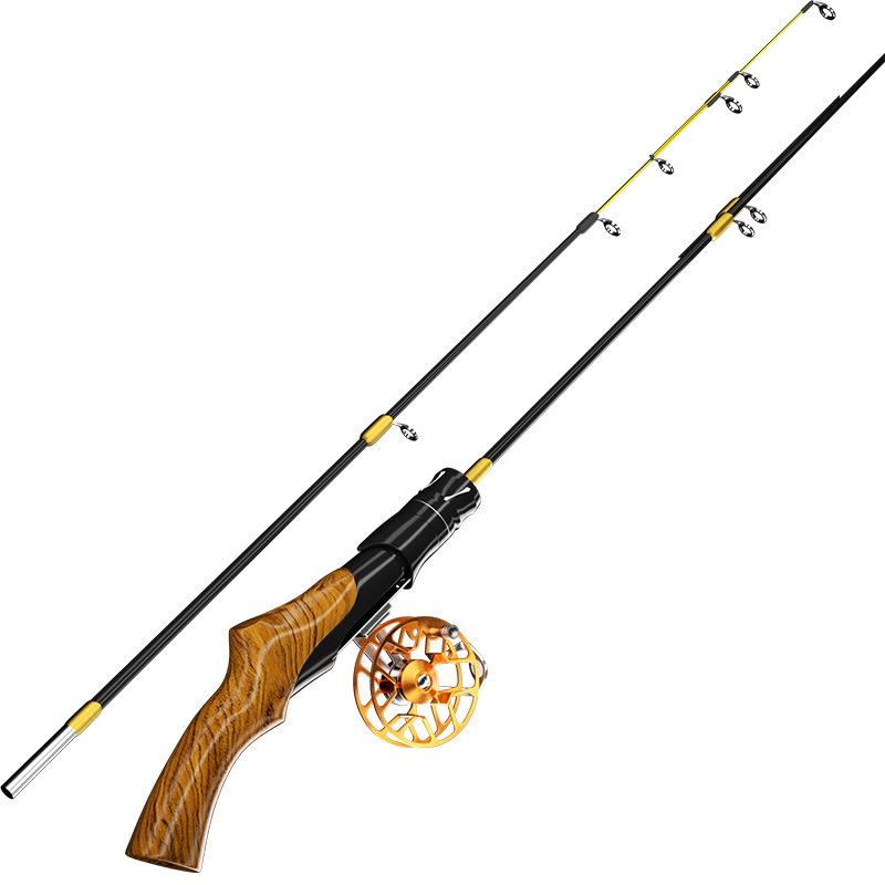 Telescopic Ice Fishing Rod Set with Soft Tip, Reel, and Accessories for Winter and Raft Fishing.