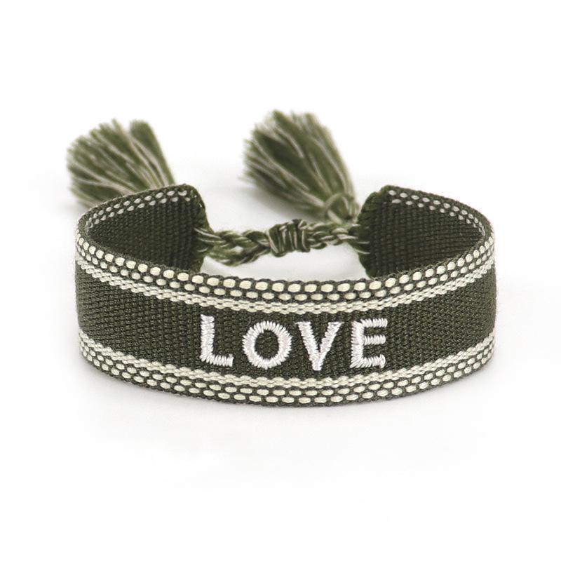 Handmade European Style Embroidered Love Bracelet with Tassels for Girls
