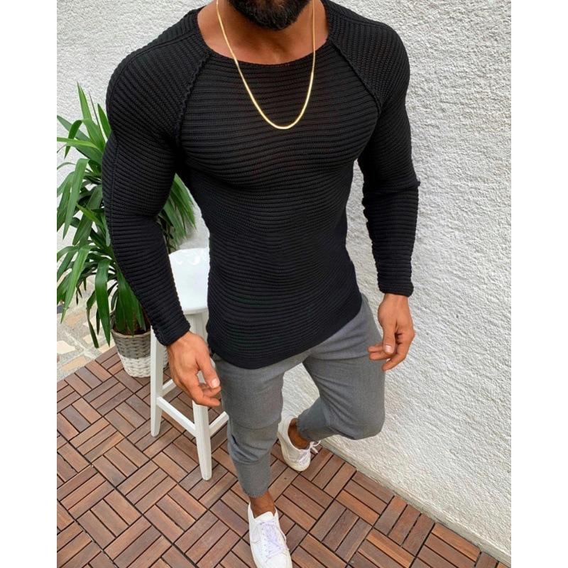 Men S Crew Neck Long Sleeve Slim Fit Pullover Knit Casual Sweater