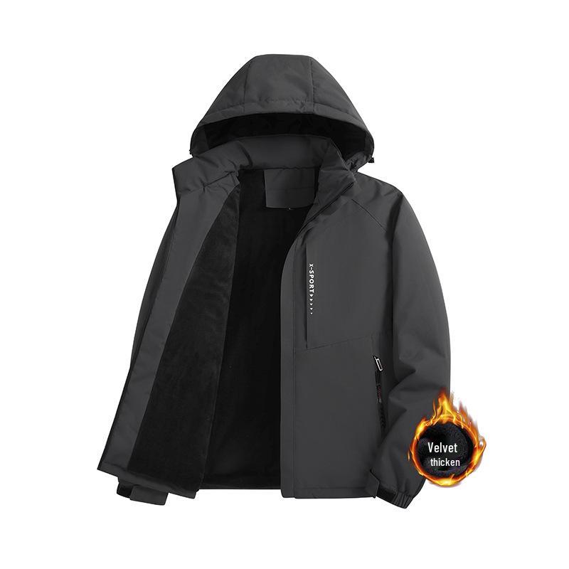 2024 Zima Nadměrná velikost Fleecem podšitý Vodotěsný Větruodolný Odnímatelná kapuce Outdoorový Bavlněný kabát