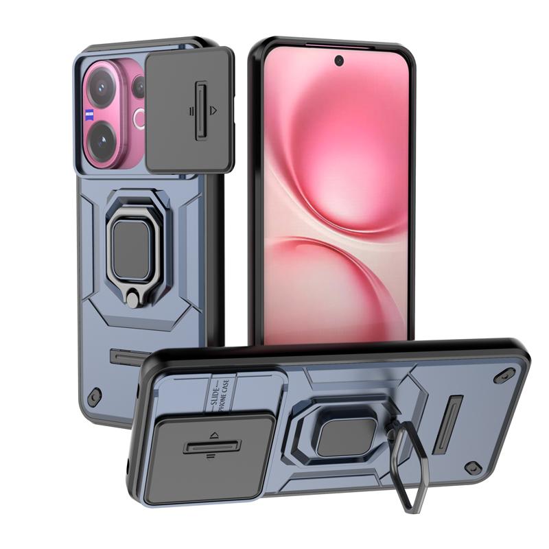 For Vivo V60 5G Case Shockproof PC+TPU Armor Slide Camera Lens Protection Ring Back Holder Cover for VIVO V60