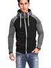 Men's European Size Color Block Raglan Sleeve Hooded Cardigan Sweatshirt