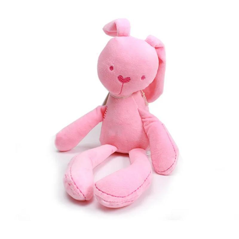 Baby Plush Rabbit Hand Puppet Soft Crib Stroller Infant Sleep Soothing Doll Mobile Pram Kids Hanging Ring Toys for Children Gift