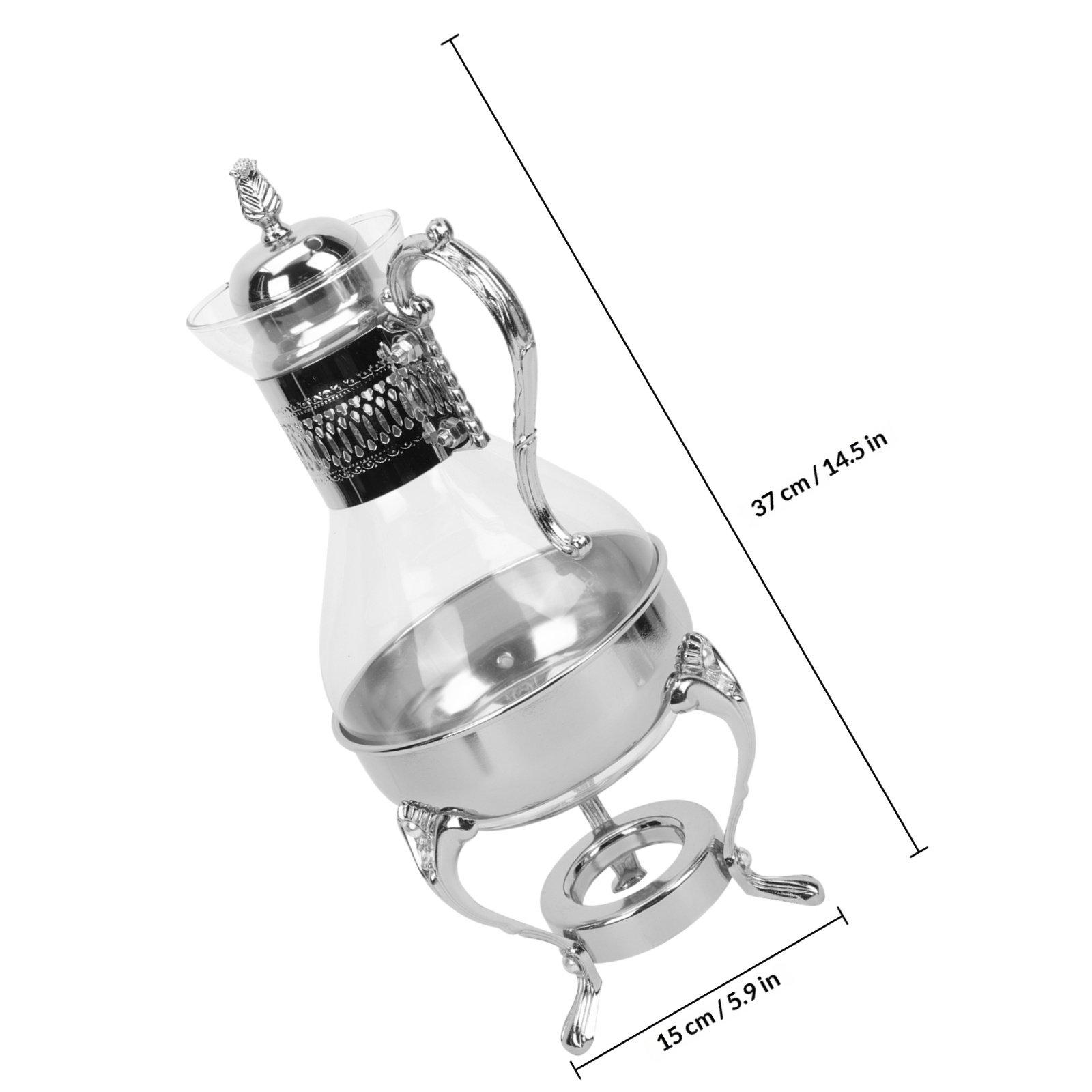 

Strong Zinc Alloy and Glass Coffee Pot Heatable Luxury Design Large Capacity Comfort Grip Handle Coffee Kettle for Home Office серебряный
