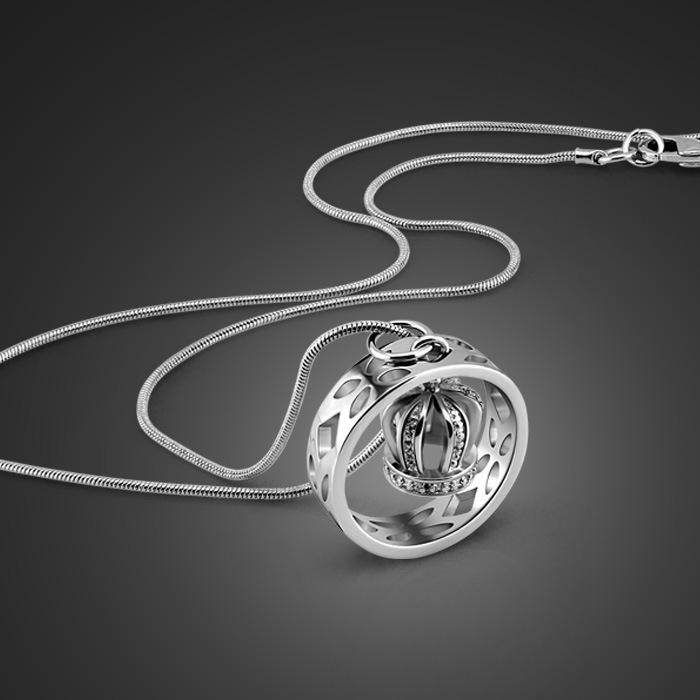 

Ожерелье с подвеской «Корона в круге» с платиновым покрытием, женственные гламурные украшения, холодный ветер 43CM