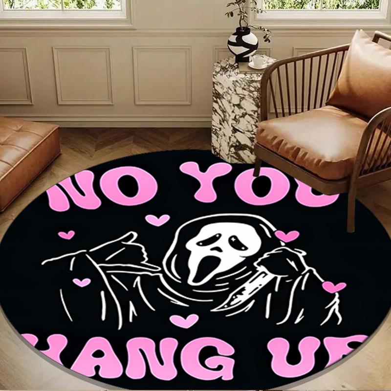 Ghostface Greetings Poster Round Rug for Livingroom,Bedroom, Palyroom, Chair Rug, Area rug, Circle Carpet, Large Size Fan Christmas gift