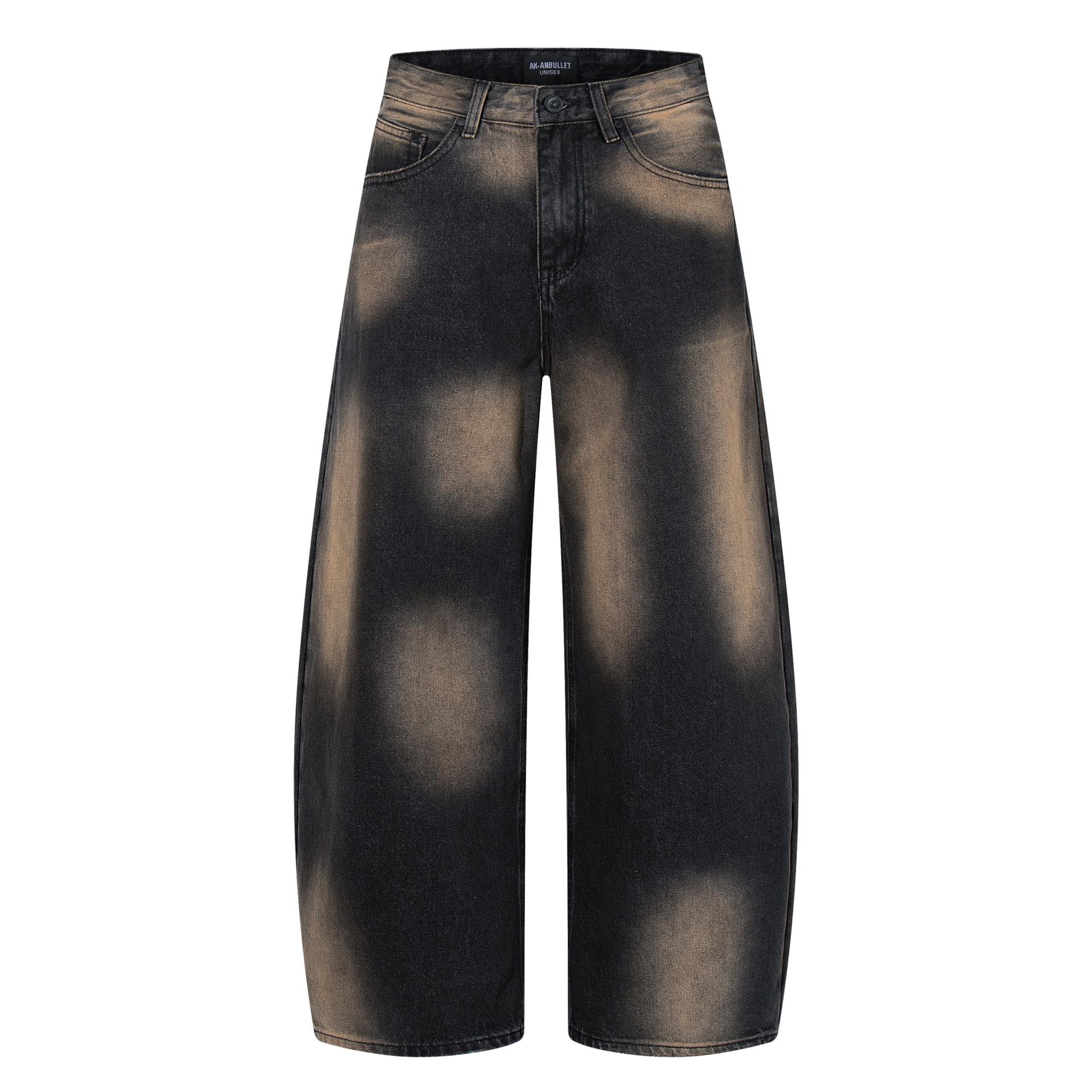 Men s Wasteland Style American High Street RO Heavy Washed Jeans Scimitar Wide Leg Pants S чёрный