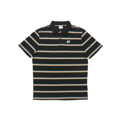 Polo à Manches Courtes Décontracté Sportif Respirant Rayé Homme Hauts Noir 599781-01