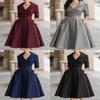 Elegantes Satinkleid mit langen Ärmeln und hoher Taille für Business und Streetwear