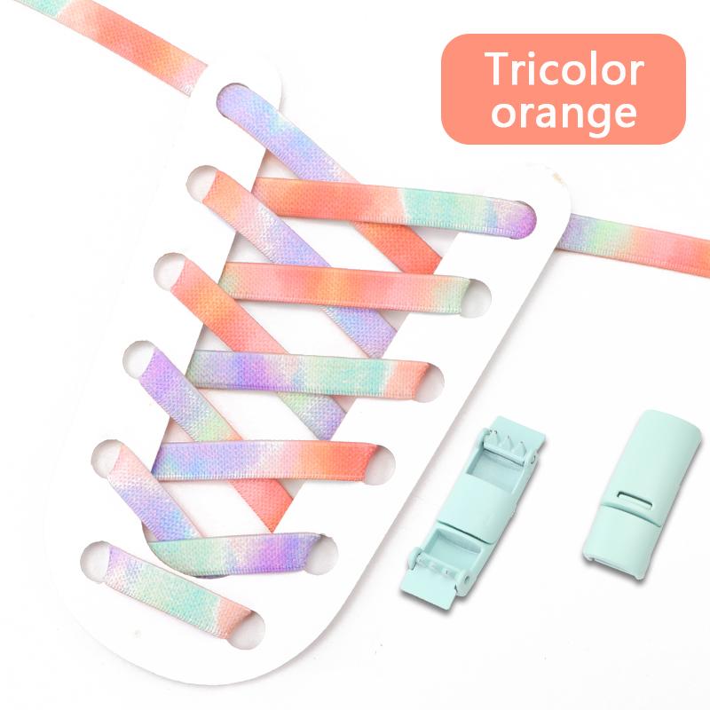 1 Pair Magnetic Lock Shoelaces for Sneaker Rainbow Gradient Flat Elastic Shoelace Adults Kids No Tie Shoe Laces Shoe Accessories
