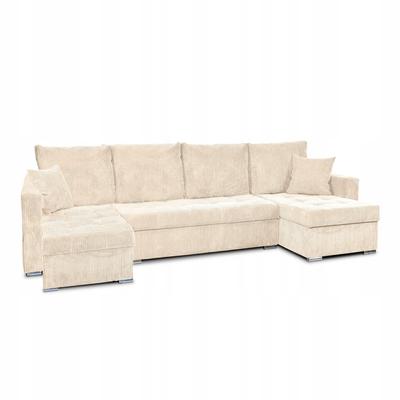Bonito BIG Corner Sofa Bed with Sleeping Function Corduroy Beige
