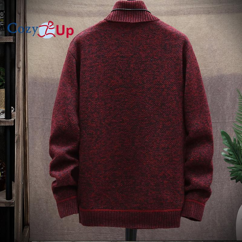 Cozy Up Men's Autumn and Winter Solid Thickened and Padded High-Collar Sweater