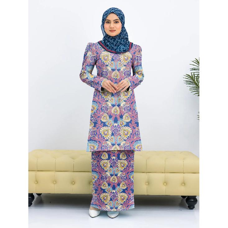 

2025 Лето Ид Ежедневный цветочный принт с узором Высокое качество Ткань Кулон Паханг Женский мусульманский костюм Удобная элегантная серия Повседневный женский костюм с юбкой 4XL зелёный