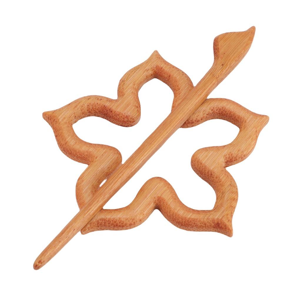 2pcs Handmade Wooden Flower Brooch Flower Shaped Scarf Buckle Brooch Wooden Brooch Pins For Sweater