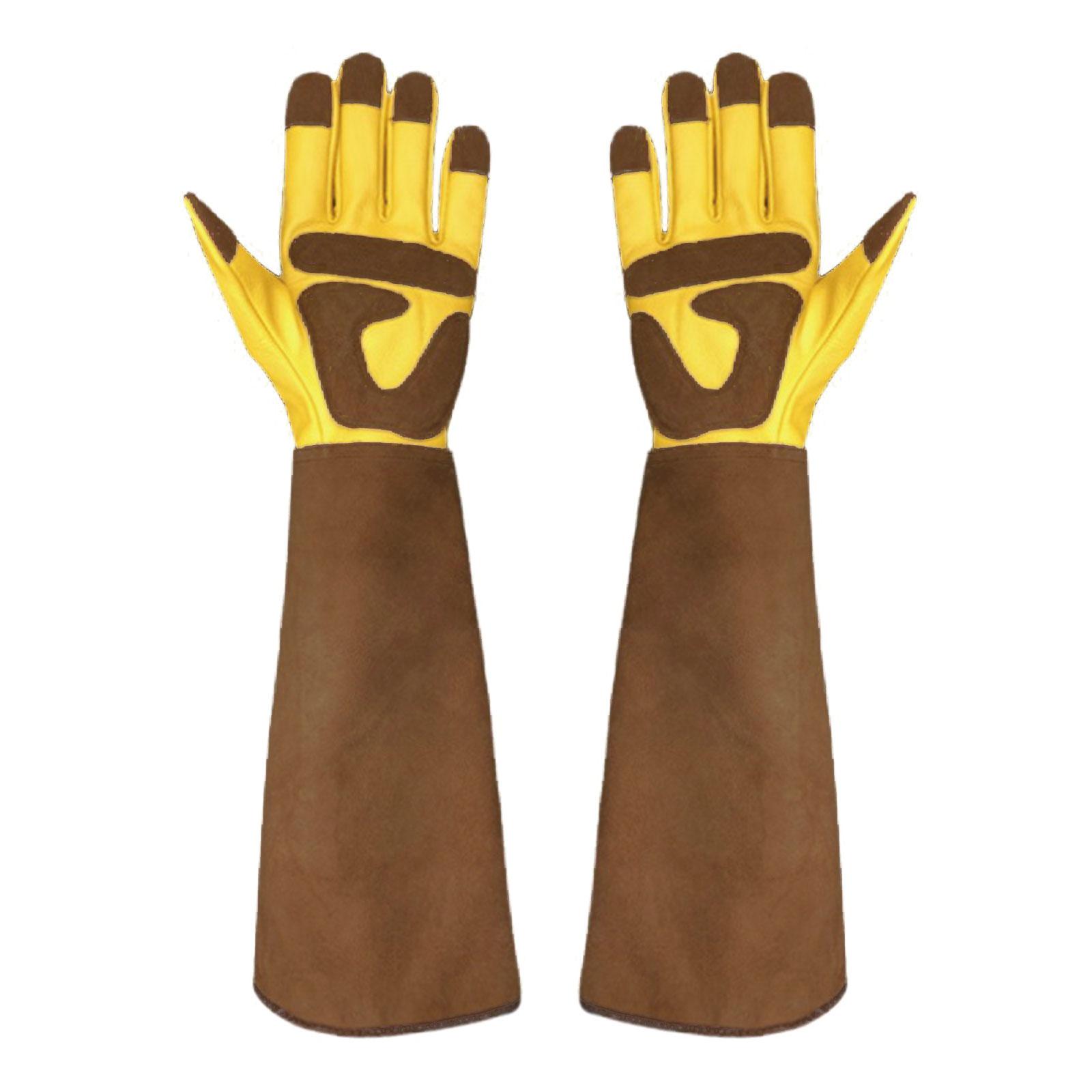 

Leather Gauntlets Gardening Gloves for Women and Men Breathable Rose Pruning Glove with Thorn Proof Gauntlets for Garden M