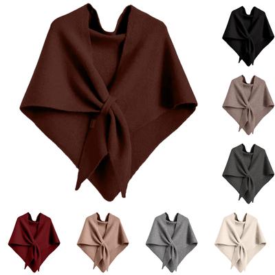Women's Fashionable Knitted Shawl Wool Open Collar Shoulder Top Shawl Scarf