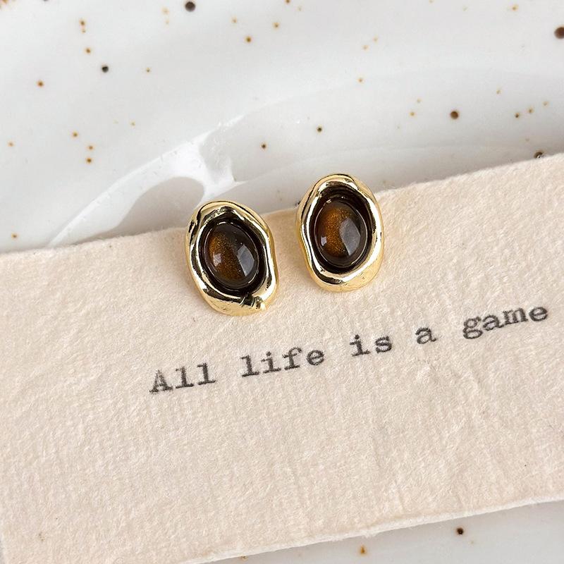 

Винтажные серьги Майяра с камнями «Тигровый глаз», новые взрывные серьги, женские модные серьги, уникальные серьги 1.4cm*1cm