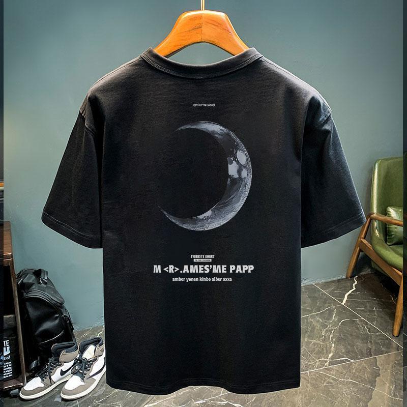 

Принт букв Модный дизайн Геометрия Универсальный Большой размер Красивый Хлопок Популярный Мужской С коротким рукавом Лето 2024 L чёрный